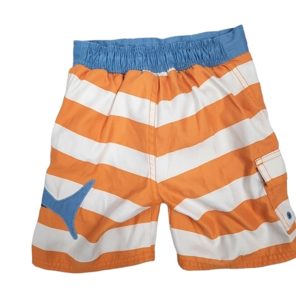 Gymboree Hammer Head Shark Orange Striped Toddler Boys‎ Swim Trunks Size 2T - Picture 2 of 4